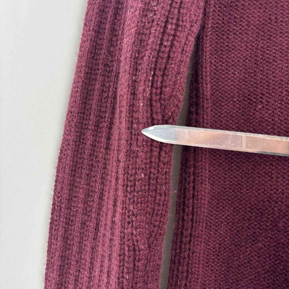 Athleta Merino Wool Cable Knit Hoodie Sweater Medium Burgundy Soft Warm Pullover - Picture 8 of 16